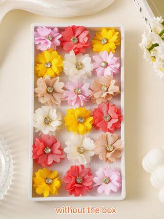 Set de 10 piezas de pasadores para el cabello con flores de estilo bohemio y strass de colores aleatorios, accesorios de moda para el cabello de uso diario, pinzas, pasadores, barrettes