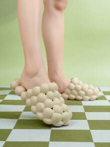 1 paire de sandales moussantes à la mode et polyvalentes, sandales de massage douces, convenant aussi bien aux hommes qu'aux femmes comme sandales d'extérieur - Beige - Voir 3
