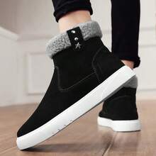 1 Pair Men's Black Snow Boots, Warm Winter Shoes, Fashionable Boots For Autumn/Winter - Black - View 3