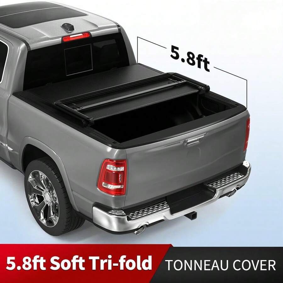 5.8 Ft Tonneau Cover Soft Tri-Fold For 2019-2025 Chevy  GMC Sierra 1500 - 預設 - 查看 1