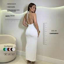 Women's Long Summer Dress With Side Slit Neckline - Elegant Summer Dress - Màu Hồng baby - Xem 3