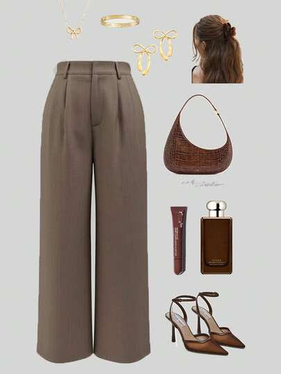 Pantalones holgados de cintura alta estilo vintage para mujer SMILE CHIC, pantalones casuales y de uso diario que estilizan, para el otoño