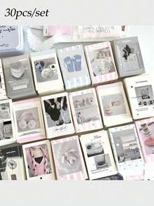 30件/套 韩式ins风日记小卡片制作可爱DIY材料 小特色卡片 礼品装饰卡片 - 彩色 - 查看 7