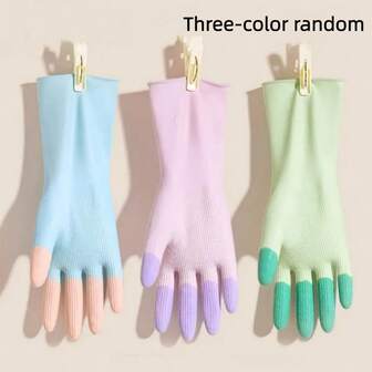 1 par mångsidiga rengöringshandskar för hushållet, halkfria, hög elastiska, latexmaterial, lämpliga för kök, badrum, utomhusbruk, bilrengöring - handtvättbara, PVC-fria, passar små händer, praktiska handskar, flexibla latexhandskar. [Observera: Handskförpackningen är slumpmässig. Eftersom dessa är tillverkade av ren latex med en noggrann doppningsprocess kan mindre defekter förekomma. Tack för din förståelse.]