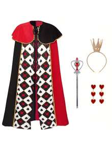 Adult "Queen Of Hearts" Cosplay Cape, Suitable For Carnival, Party, Stage Performance, Photography Events, Also An Ideal Valentine's Day Gift - Multicolor - View 5