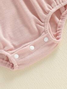 Mono de bebé niña con mangas largas abullonadas, cuello redondo, encaje con volantes y decoración de burbujas - Rosa - Ver 8