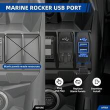 - Interruptor basculante de 4.2 A, doble cargador, luz azul, puerto impermeable con fusible de 10 A para panel de interruptor de palanca marina en 12 V - 24 V, coche, ATV, UTV, barco - inicial - Ver 6