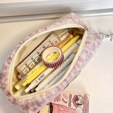 Sanrio 1个可爱Hello Kitty豹纹铅笔盒（不含钥匙扣），大容量铅笔盒，适合初高中学生，也可作铅笔盒收纳包和化妆包使用。