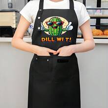 1 Adjustable Kitchen Apron, Featuring A Fun Cactus And " " DesignPrinted - Heavy-Duty Polyester Cooking Apron With Front Pocket And Adjustable Neck Strap, Suitable For Home, Restaurant, Food Truck - Fun Chef Apron, Unisex, Christmas, Thanksgiving - AZX0001 - 查看 3