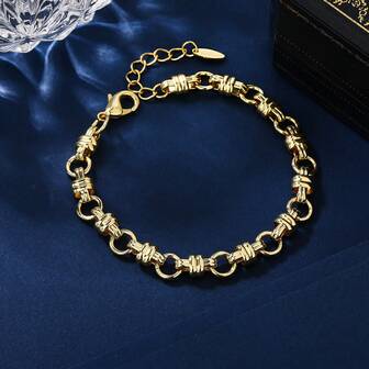 1 pieza Pulsera de mujer chapada en oro de 18K de cobre grueso - Cadena gruesa y con capas, adecuada para uso diario, festivales de música y fiestas - Regalo de lujo asequible - Accesorio versátil de hip-hop para todas las estaciones