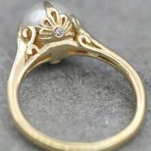 1PCs New Classic Gold-Plated Pearl Ring, Suitable As Wedding Anniversary Women's Fine Ring Jewelry, Holiday - 金子 - 查看 2