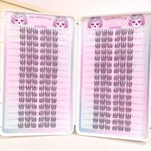 192 Clusters Short Lash Extension, Large Capacity, No Glue Needed, DIY Slouchy, C Curl, Eye-Lengthening, Segmented, Extended Lash, Natural & Realistic False Eyelashes, Reusable, Beginner Friendly, Suitable For Daily Wear And Cosplay, Length 10mm-14mm