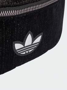 Adidas Originals 三叶草拉链休闲腰包，涤纶斜纹布，常规款，女士，黑色 GLAM GOTH 腰包 - 黑色 - 查看 6