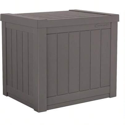 22-Gallon Small Deck Box - Lightweight Resin Indoor/Outdoor Storage Container And Seat For Patio Cushions And Gardening Tools - Store Items On Patio, Garage, Yard - Stone Gray, Made In The USA