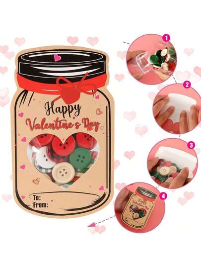 Candy Jar, Exchange Gift Party Gift, 20PCS/SET Valentine's Day Exchange Cards Set, Funny Mason Jar, Happy Valentine's Day Cards,