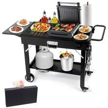Grill Cart For Blackstone Griddle, Outdoor Portable Folding Table With Wheels For 17" & 22" Griddles, BBQ Prep Table With Storage - 黑色 - 查看 8