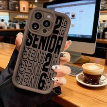 Funda para  Negra con Estampado Senior 2024 Diseño de Texto en Relieve para Uso Diario y Estilo UrbanoCompatible with  16 Pro Max/16 Plus/16 Pro/16/15 Pro Max/15 Plus/15 Pro/15/14 Pro Max/14 Plus/14 Pro/14/13 Pro Max/13 Pro/13/12 Pro Max/12 Pro/12/11 Pro Max/11 Pro/11/XS Max/XR/X/7 Plus/7 TPU Drop-Proof and Stain-Resistant Protective Soft Case - Negro - Ver 5