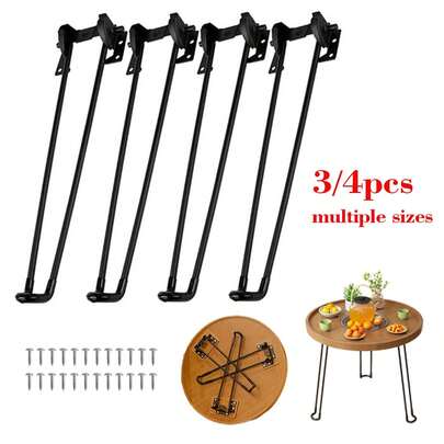 3/4 Pcs Foldable U-Shaped Table Legs, Lightweight & Portable For DIY Desk, Camping, Bedside Table, Multiple Sizes(20/31/43/51 CM), Easy Install With Screws