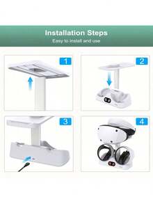 PSVR2 Controller Charging Stand, VR Headset Display Stand, PS VR2 Dual Controller Charger, PlayStation VR2 Accessories - White - View 6