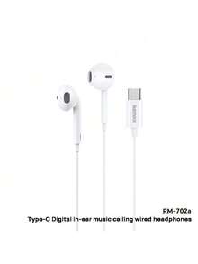 REMAX RM-702a Type-C Digital Wired Headphones: Lossless Audio Quality, Immersive Sound, Lightweight And Comfortable For Extended Wear, Ideal For Gaming And Music Listening.