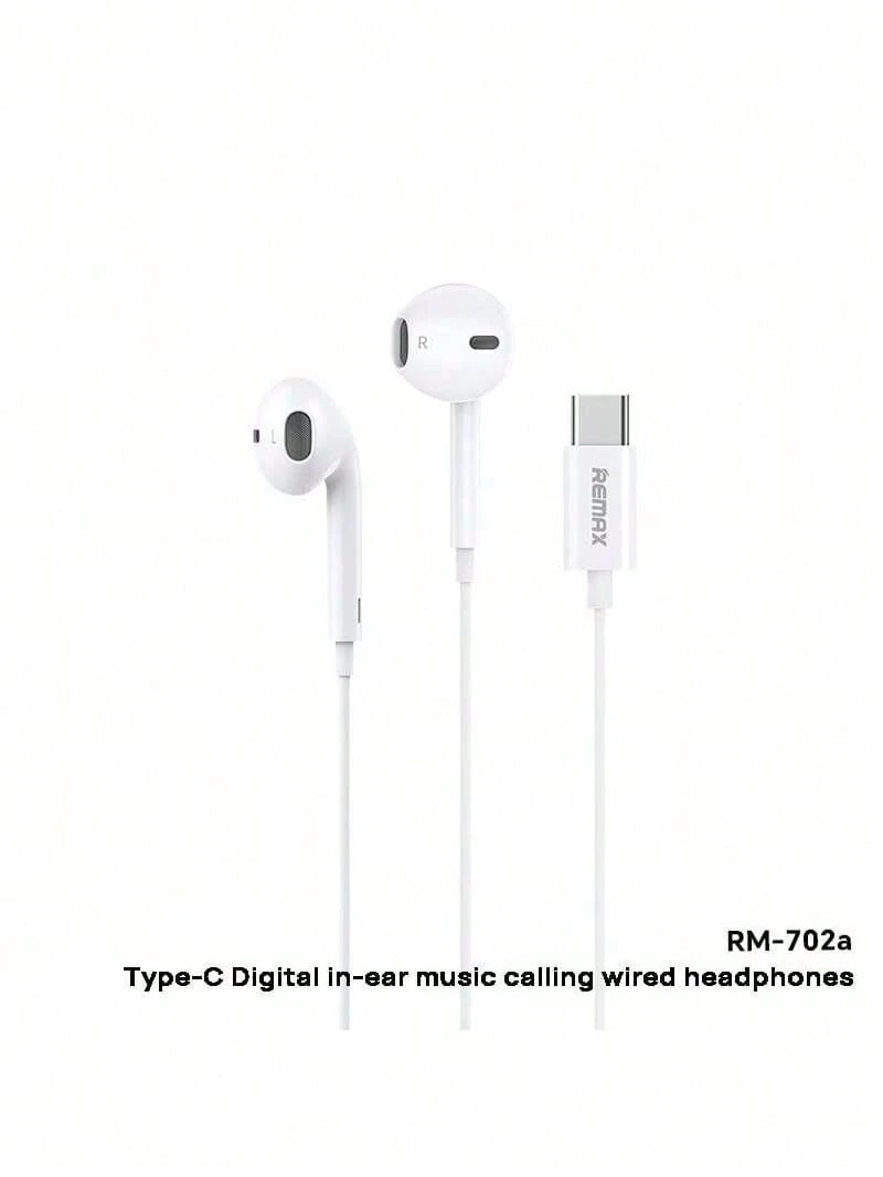 REMAX RM-702a Type-C Digital Wired Headphones: Lossless Audio Quality, Immersive Sound, Lightweight And Comfortable For Extended Wear, Ideal For Gaming And Music Listening.