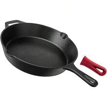 Sartén de Hierro Fundido,Sartenes Antiadherentes Freír, Distribución Uniforme del Calor, Sarten Hierro Fundido con Funda Protectora de, para Freír Saltear Pizza Filete (26cm) - 26 centímetros - Ver 1