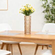 Glass Vase, Transparent Vase, Home Decor Vase, Fresh Flower Hydroponic Vase, Chinese Style Flower Arrangement Vase, Living Room And Dining Table Decorative Vase, Versatile Home Vase, 18.7*6.6cm, Suitable For Various Decorative Uses Such As Fresh Flowers, Dried Flowers, And Hydroponic Plants.