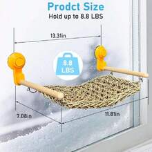 Bearded Dragon Haock, Reptile Window Perch Natural Seagrass Gecko Climbing Tank Accessories Lizard Lounger Bed With Powerful Suction Cups Bearded Dragon Toys For Basking (11.81 * 7.08),29570067 - 藏蓝色 - 查看 2