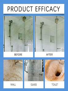 jakehoe 浴室玻璃除垢剂 - 快速溶解硬水渍和皂垢，使淋浴房玻璃洁净透亮，持久防雾，光亮如新。