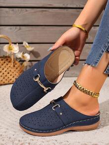 Elegant Chic Casual Solid Color Metal Chain Comfortable Socks, Suitable For Spring, Summer, Autumn - Navy Blue - View 2