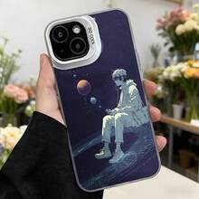 Cubierta de teléfono con diseño anime azul oscuro hombre sentado en el espacio con planetas y estrellas para uso diario y regalo Aplicable a los teléfonos de la serie Apple y Galaxy - Blanco - Ver 7