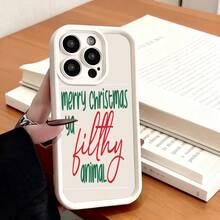 Cubierta de telefono negro con estampado navideño feliz navidad ya sucio cariñito para uso diario y fiestasCompatible with  16 Pro Max/16 Plus/16 Pro/16/15 Pro Max/15 Plus/15 Pro/15/14 Pro Max/14 Plus/14 Pro/14/13 Pro Max/13 Pro/13/12 Pro Max/12 Pro/12/11 Pro Max/11 Pro/11/XS Max/XR/X/7 Plus/7 TPU Drop-Proof and Stain-Resistant Protective Soft Case - Burdeos - Ver 4