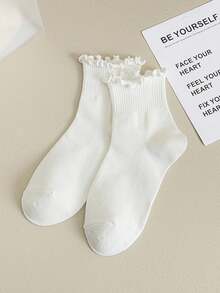 1双/3双/6双日式翻边踝袜，可爱清新荷叶边女袜