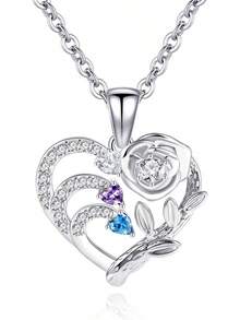 Collar para madre e hija, regalo de cumpleaños para mujer, regalo para mamá en el día de la madre, collar grabado para mujer., 18+2'', Acero inoxidable, Circonia cúbica - 1 - Ver 8