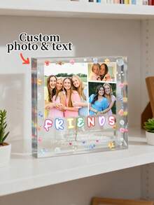 1pc Customized Photo Plaque, Photo Collage Frame, Gift For Best Friend, Soul Sister, Friend Anniversary, Birthday, Personalized Gift - Multicolor - View 1