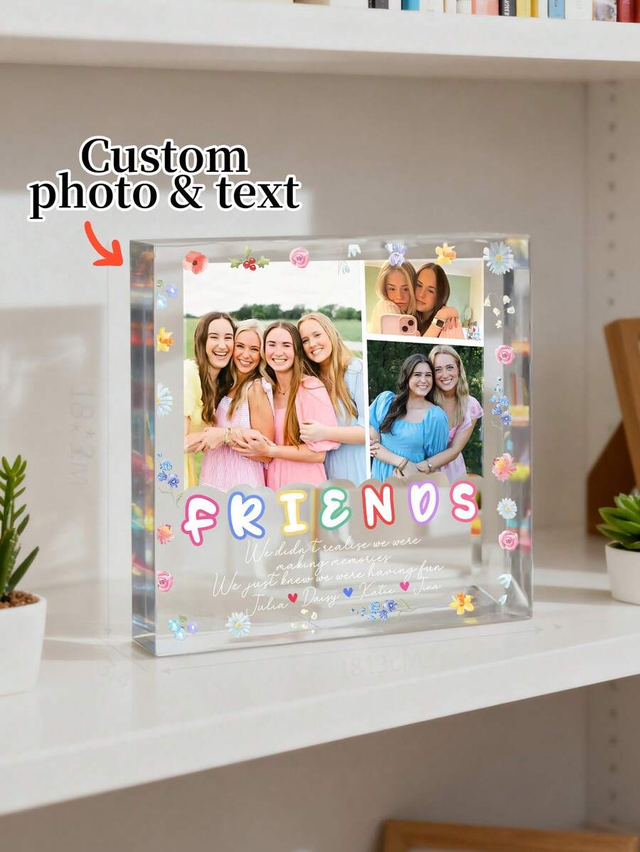 1pc Customized Photo Plaque, Photo Collage Frame, Gift For Best Friend, Soul Sister, Friend Anniversary, Birthday, Personalized Gift - Multicolor - View 1