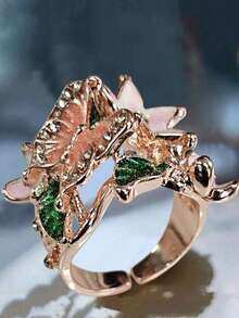 1pc Elegant Zirconia Flower Ring, Luxury Jewelry Open Ring, Suitable For Women, Can Be A Wedding, Party, Valentine's Day, Mother's Day Gift - Multicolored - View 11