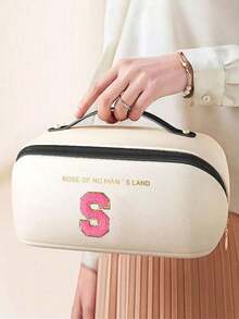 Large Capacity Double Layer Waterproof PU Leather Cosmetic Bag, Multi-Functional Travel Organizer Bag, Makeup Bag, Toiletry Bag, Suitable For Travel, Cruise, Home - Multicolor - View 7