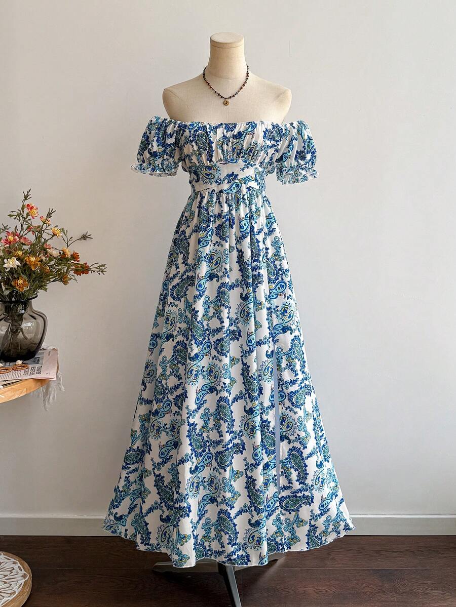 Rusttydustty A Long Casual Vacation Dress With Floral Prints For Womenboho Easter Beach Outfits Hawaii Music Festival Tropical Vacation - Blue - View 1