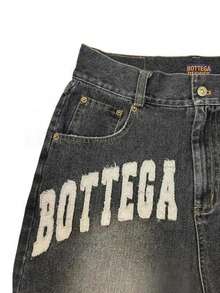 Men's Vintage Denim Shorts Fashion Letter Embroidered Pattern Jorts Summer Vintage Wash Jean Shorts With Pockets - 黑色 - 查看 4