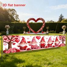 1 Stück Valentinstag-Themen Dekorations-Party Banner, aus Polyester gefertigt, mit Wichteln, Herzluftballons, Geschenkboxen, Rosen, Herzmustern, geeignet für Innen-/Außenbereich Türwandaufhängung, Veranstaltungseingang, Mall Heimdekoration, Hochzeit, Jahrestag, Valentinstag Party Dekoration - SYTY-1314M - Übersicht 4