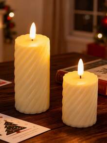 Bộ 3 đèn nến LED hình ngọn lửa xoắn, nến điện tử không lửa với hiệu ứng ngọn lửa lập lòe sống động như thật, lý tưởng để tạo không gian ấm cúng trong phòng ngủ, trang trí nhà cửa, đám cưới, sinh nhật, Giáng sinh, Ngày lễ tình nhân, Eid, trang trí trong nhà/ngoài trời. - ánh sáng trắng ấm áp - Xem 4