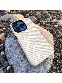 Minimalist Light Khaki Striped Phone Case For Iphone 16 Pro Max, 15 Pro, 13, 11, 12, XS, 8 Plus, And 7.Suitable For IPhone 17 Air - 白色 - 查看 7