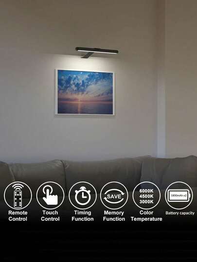 1pc Rechargeable Wand Lamp, Vanity Light, Painting Art Display Verlichting Remote Control, Temperatures Dimmable, Full Metal LED ative Lamp Photos, Dartboard, Indoor Lighting view 5