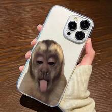 A Playful Tongue-Out Monkey Transparent TPU Phone Case, Compatible with Apple  16, 15, 14, 13, 12, 11 Plus Pro Mini Max Series, Perfect for Holiday Gifts, Birthdays, for Your Girlfriend, Boyfriend, Friends, Or Even for Yourself. - transparente - Ver 4