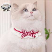 1pc Cute Cat Creativity Beautiful Fashion Cute Hand Woven Neck Soft Collar Pet Decoration Bow Cat Scarf Collar Water Scarf For Dogs Cats Cute Soft Comfortable Collar For Pets Comfortable Cute Pet Accessories Available In A Variety Of Sizes - Multicolor - View 4