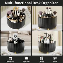 360° Rotate Makeup Brush Holder Organizer, Makeup Organizers Countertop, Makeup Organization And Skincare Storage For Vanity, Desktop, Bathroom - Black - View 5