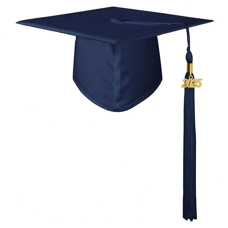GraduationMall Matte Graduation Cap With 2025 Tassel For High Schoolsss & Bachelor,OneSize,Navy - Navy - View 1