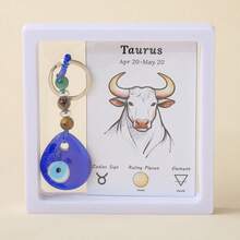 1件天然紫水晶碎石十二星座恶魔之眼钥匙扣盒，男女皆宜，珠宝礼品，瑜伽灵气脉轮冥想圣诞节感恩节礼物 - 十二星座惡魔之眼鑰匙扣 - 查看 16