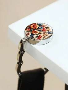 Foldable Tabletop Purse Hook, Portable Folding Decorative Travel Accessory - Unique Gift, Floral Design, Tabletop Purse Hook, Travel Purse Hook, Cute Portable Travel Purse Hook, Purse Hook, Purse Shaped Metal Foldable Wallet Hanger Holder, Desktop Organizer, Elegant Accessory, Fashionable Hook, Durable Hook, Compact Design, Bag Hanger, Traveler, Gift